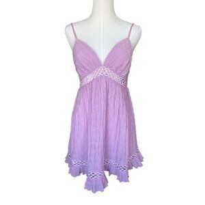Y2K Lace Babydoll Dress‎ M Coquette Fairy Ruffle Cutout V Neck Dainty Feminine